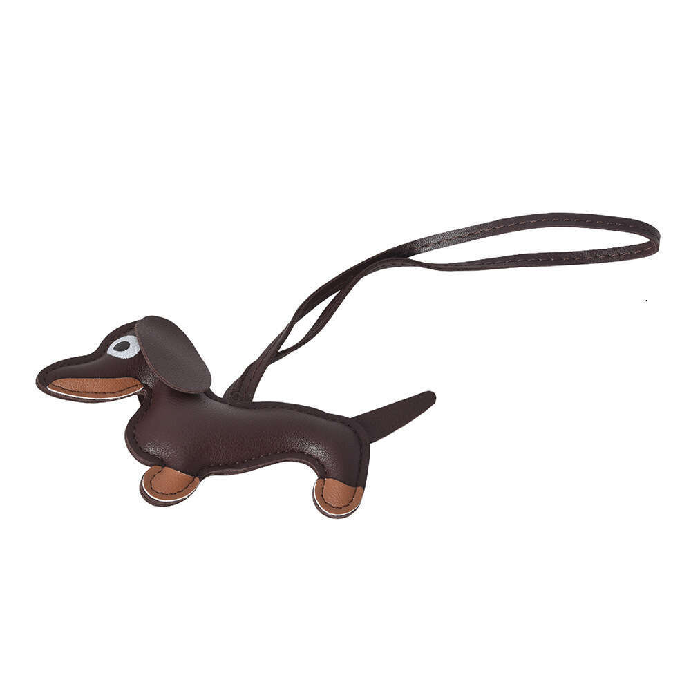 Sausage dog pendant cartoon puppy bag leather creative keychain mobile phone hanging decoration gift accessories