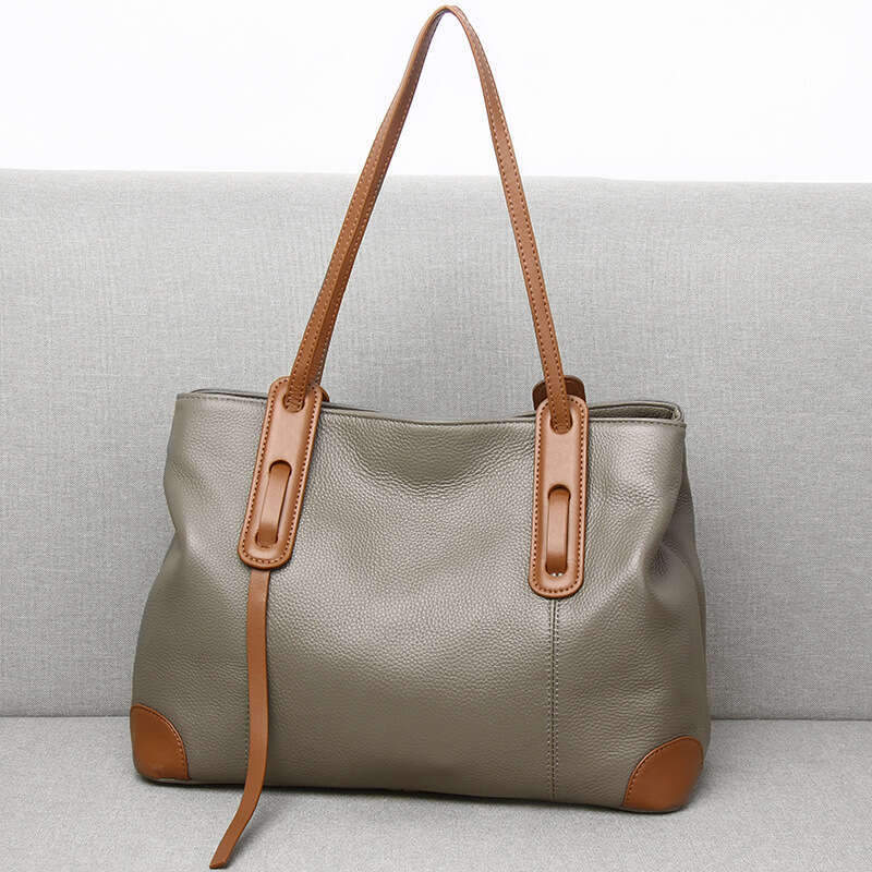 Tote Bag Genuine Leather Handbag Women New Fashionable Large Capacity Tote For Women S Commuting Fashion Soft Cowhide Shoulder Bag Messenger Bag
