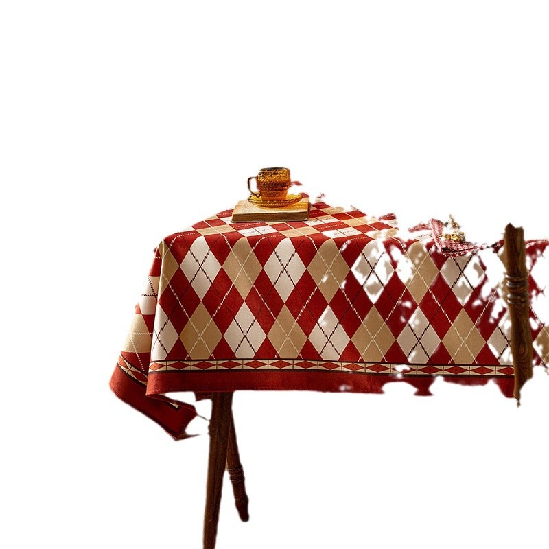 T0475 New Year tablecloth Spring Festival tablecloth washable oil-proof and waterproof coffee table Christmas red wedding tablecloth light luxury tabl