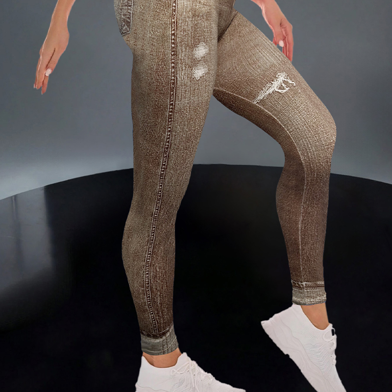 High Elastic Womens Athletic Yoga Pant with Hip Lift Stylish Slim-Fit Sports Jean