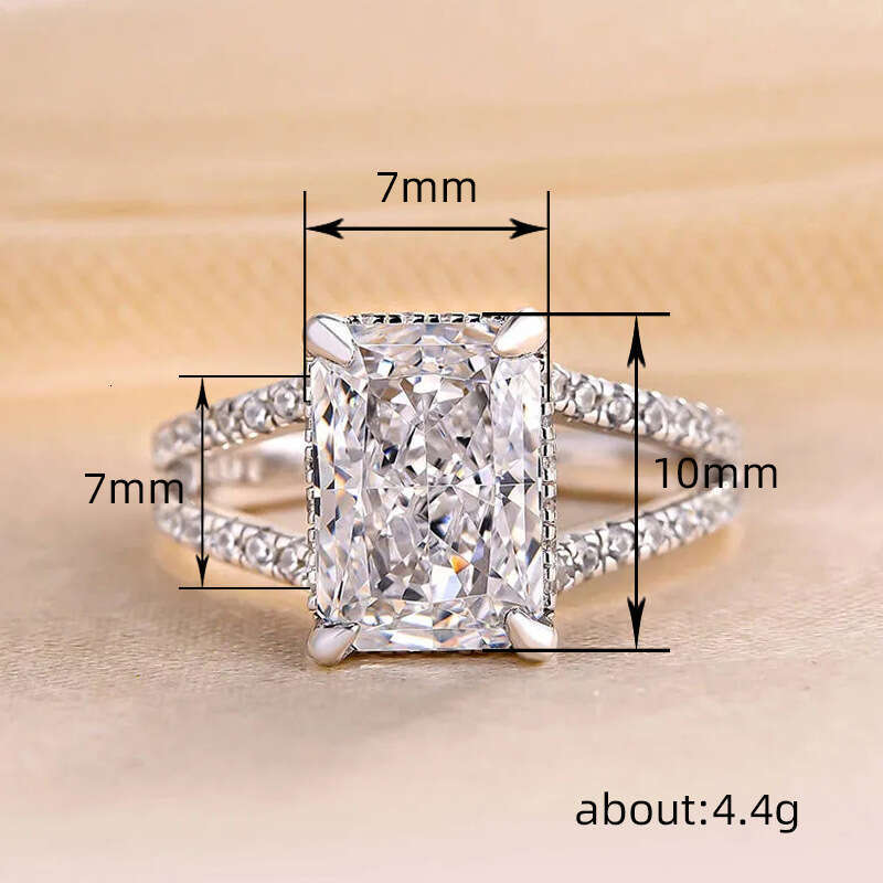European Style Double Band Princess Cut Engagement Ring