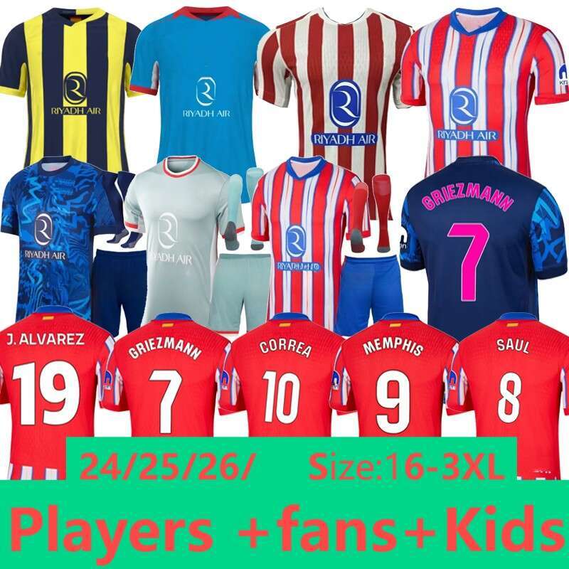 2024 2025 DE PAUL CORREA MOLINA mADriDs camiseta de futbol SORLOTH LLORENTE A MAD Football Shirts 25 26 ATLETICO Soccer Jerseys GRIEZMANN J. AAREZ BARRIOS