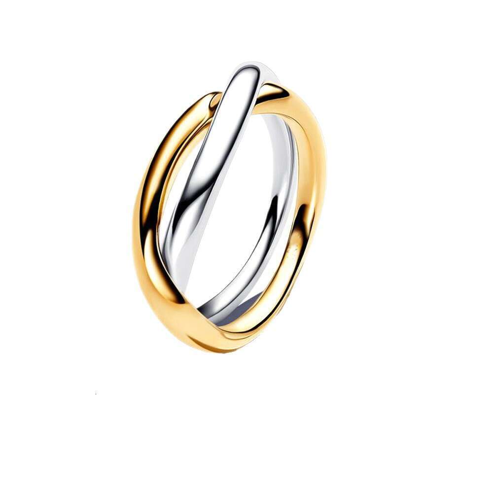 Gold silver twisted double combination ring, simple and fashionable Mobius food ring