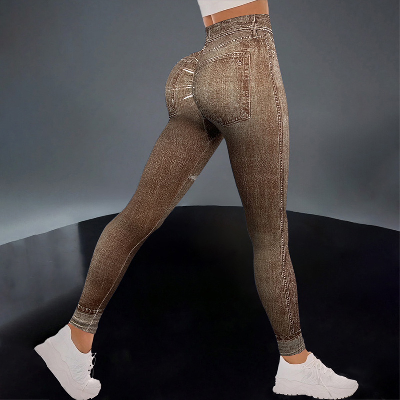 High Elastic Womens Athletic Yoga Pant with Hip Lift Stylish Slim-Fit Sports Jean