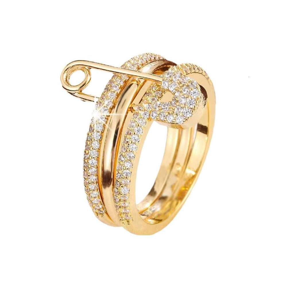 Hot selling tricolor detachable ring, women's personalized micro inlaid zircon pin ring