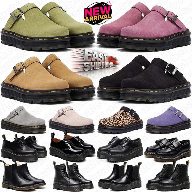 Free Shipping Designer Chunky Heel Ankle Martin Boots Sandals men women Slip-On Mules nubuck Comfortable Anti-Slip Sole Vintage Streetwear Footwear Black Shoes 35-46