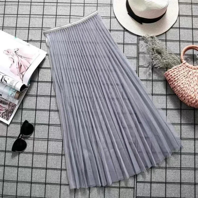 Transparent Sexy Lace Mesh Skirt Elastic High Waist Black White Tulle Mini Skirts Korean Fashion 250513Z