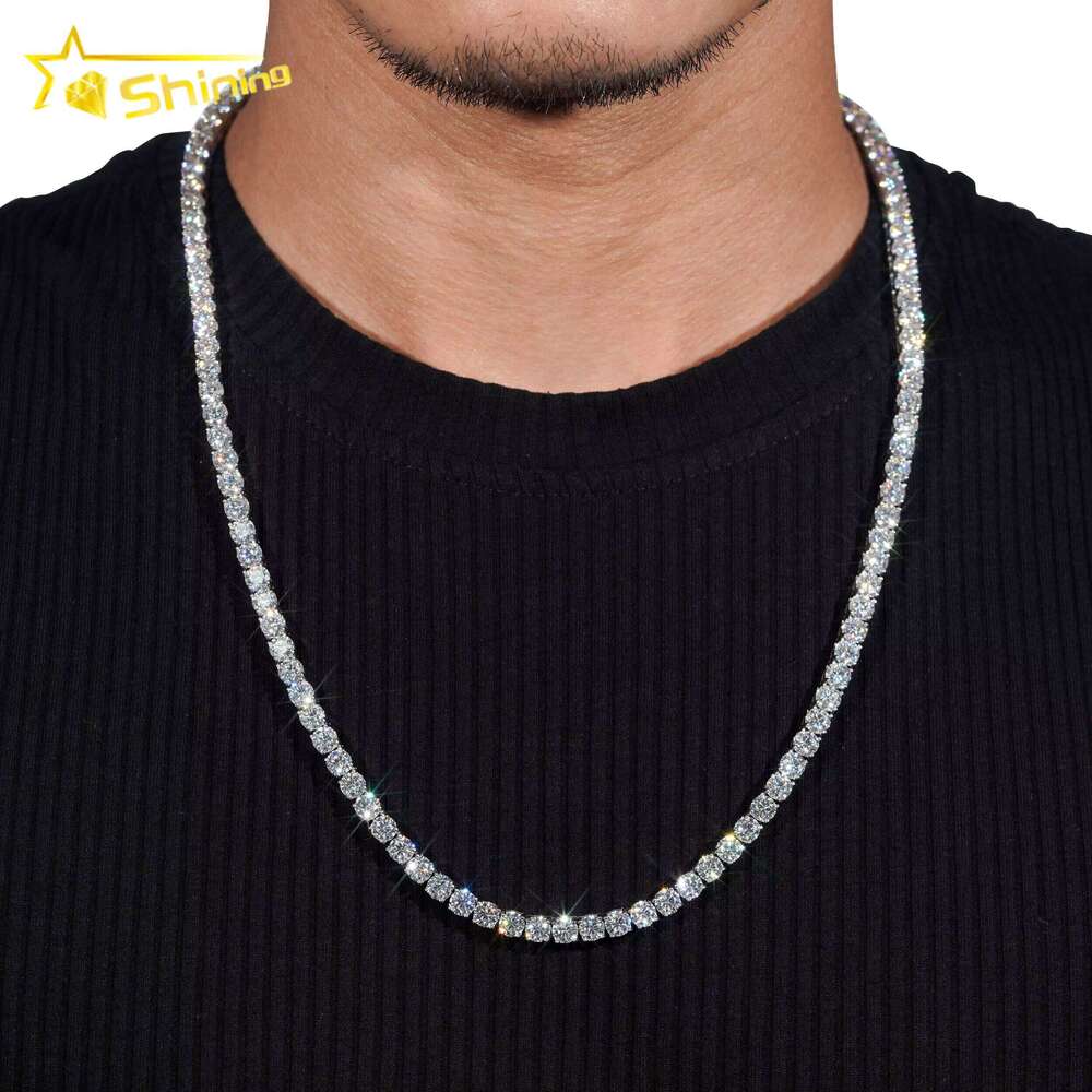Ready To Ship VVS Silica Necklace Stainless Steel Tennis Chain Premium Jewelry Price