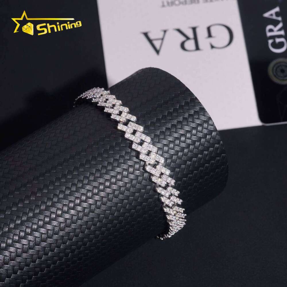 Hip Hop Accessory 8Mm Row Classic Solid Sier Mens Chilled VVS Moissanite Cuban Chain Necklace