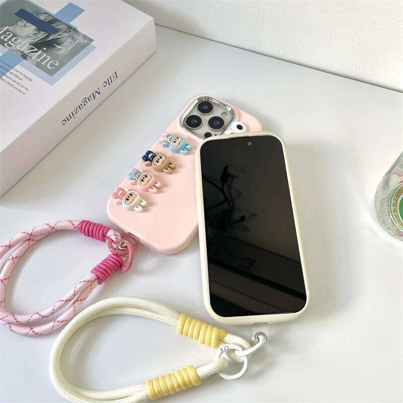 Cell Phone Accessories Labubu 3D Cartoon Phone Case For iPhone 16 promax 15 14 Plus 13 12 11 Pro Max Mini With Wrist Strap Cute Eyes Soft Cover Luxury