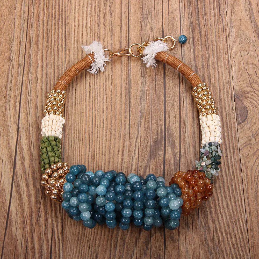 Fashion Exaggerated Individual Beaded Necklace Women Girl Trendy Vintage Wedding Party Jewelry 250522