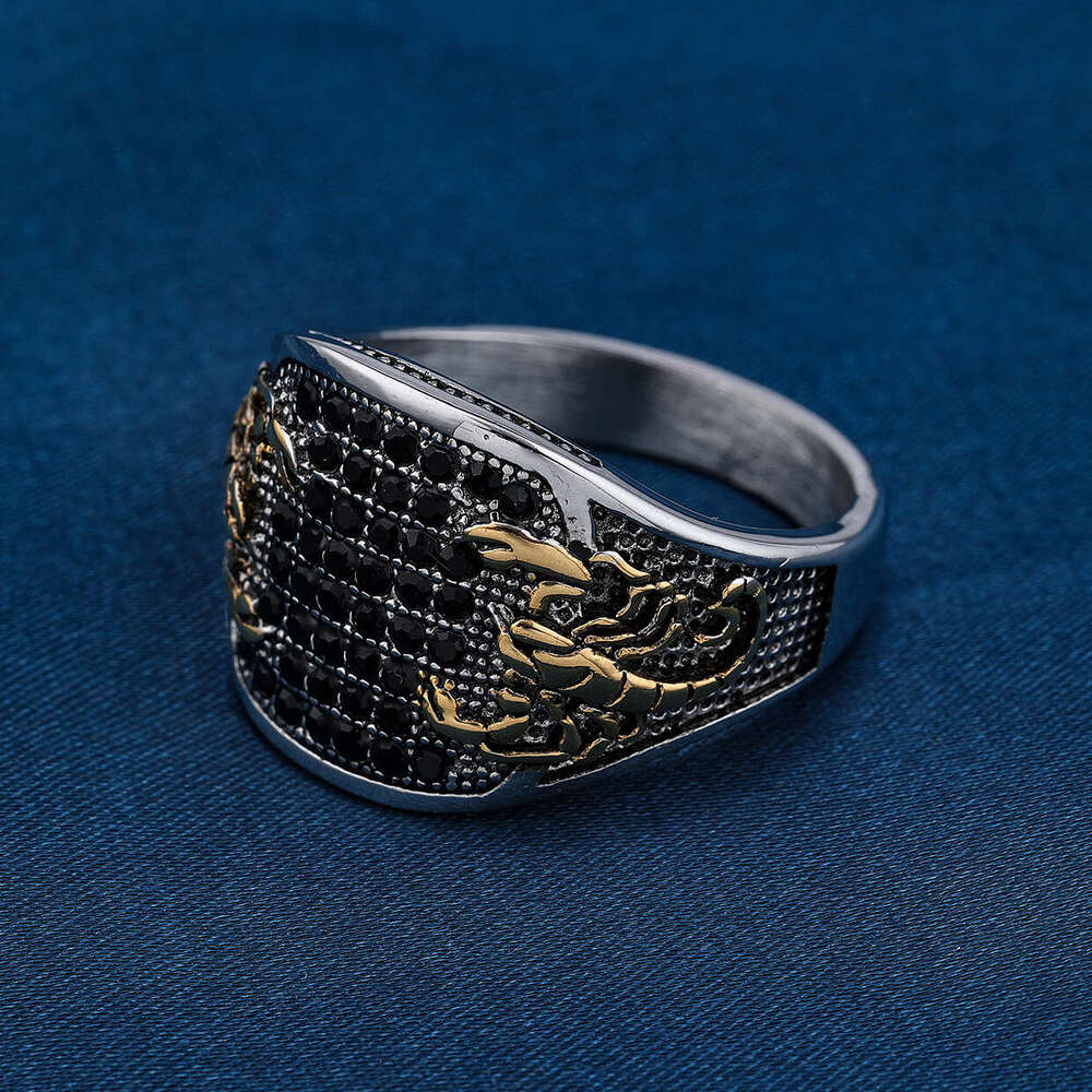 Hot selling personality scorpion black diamond titanium steel ring Nordic minimalist fashion accessory