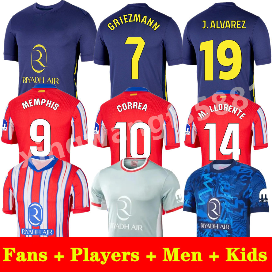 2025 2026 J.ALVAREZ Soccer Jerseys SORLOTH GRIEZMANN CORREA 25 26 camiseta de futbol Fans Players Football Shirts M.LLORENTE Men Uniforms AtleTico MaDridS Kids kits