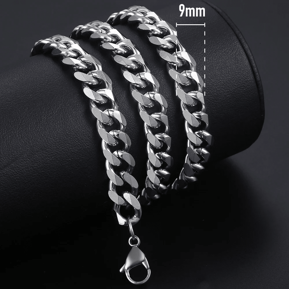 Heavy Stainless Steel Curb Cuban Chain Necklace For Men Women Hip Hop 9mm 18-24 Inch Link Jewelry Gifts