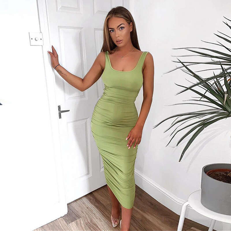Halter Whit Maxi Dresses Summer Sexy And Fashionable Women S Clothing New Tight Backless Sleeveless Pleated Dress Prom Sexy Dress