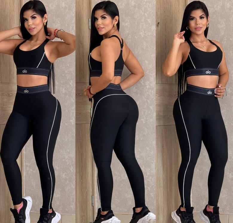 Women's two-piece pants summer new women's sportswear fashion two-piece sports casual letter printed vest leggings pants ladies suit