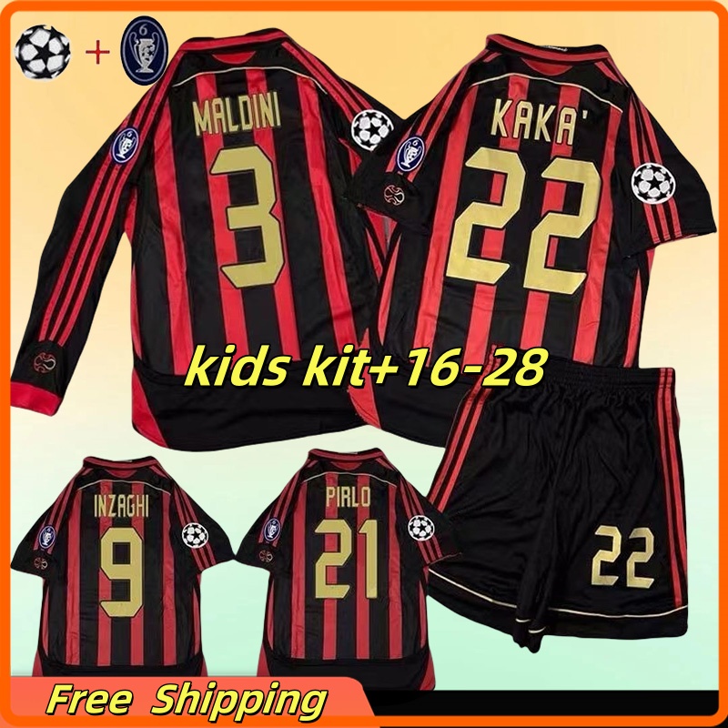 Football shirts Retro kids kit 95 96 97 98 SOCCER JERSEYS 2004 05 06 13 14 Maldini Van Basten GATTUSO KAKA PIRLO RONALDINHO BAGGIO football JERSEYS Men kids kits