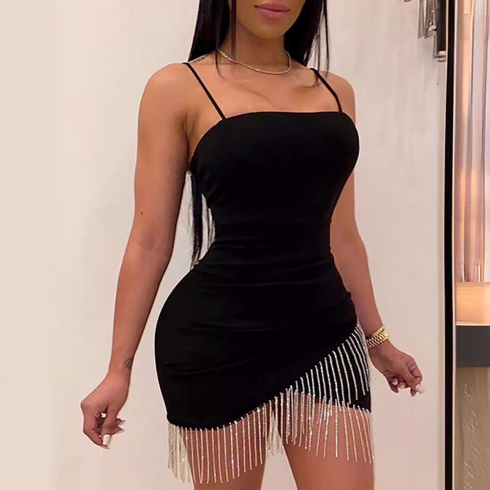 Halter Whit Maxi Dresses Slim And Sexy Skinny With Fringe Hem Chest Strap Temperament Dress Wrapped Hip Skirt Prom Sexy Dress