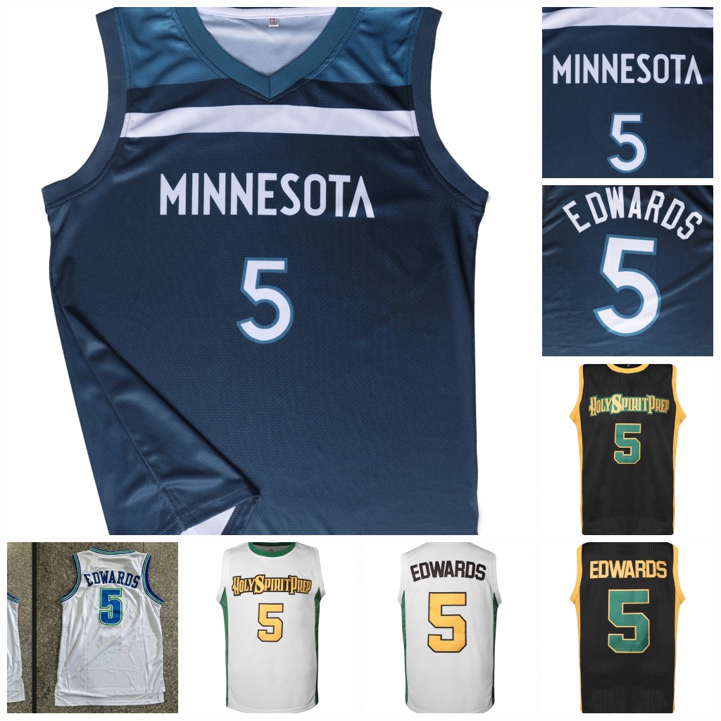 5 Anthony 5 Edwards Basketball Jersey White Navy Stitched In Stock Ready To ship
