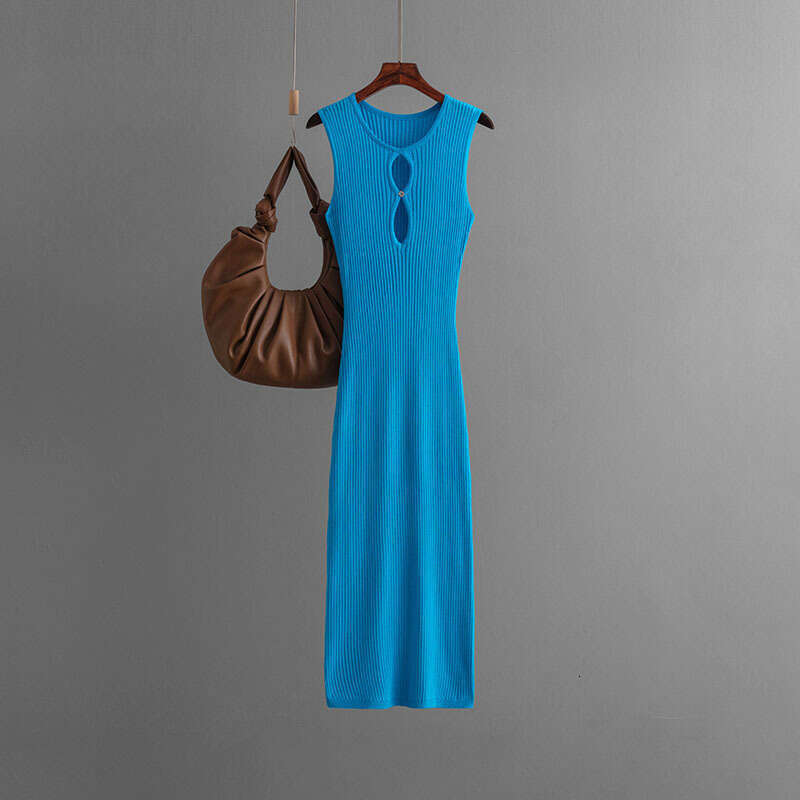 Halter Whit Maxi Dresses Women S New Summer Sexy Hollow Knitted Sleeveless Round Neck Slimming Dress For Women Prom Sexy Dress
