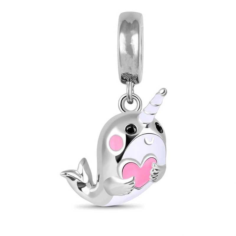 Hot Sale Fish Dolphin Narwhal Goldfish Dangle Charm Bead DIY Women Jewelry Gift Making Fit Original 925 Sterling Silver Bracelet XJ250523