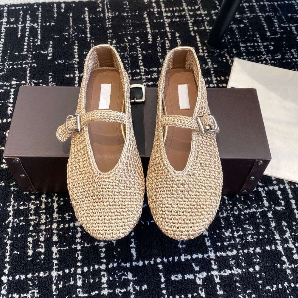 2025 new woven hemp rope single buckle ballet for women, flat and comfortable Mary Jane women's singles shoes