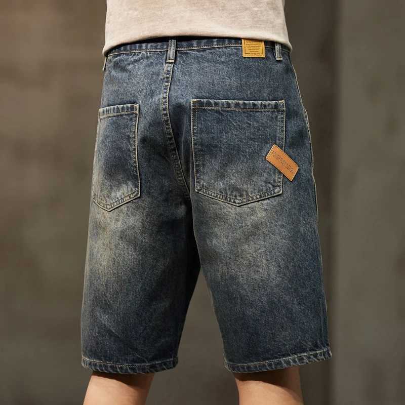 Mens Summer Short Jeans Denim Shorts Loose Fit Wide Leg Baggy Jeans Knee Length Pants Casaul Large Size Oversized 42 Mens Shorts Z250524