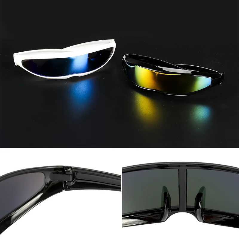 New Futuristic Narrow Cyclops Sunglasses Laser Eyeglasses UV400 Personality Mirrored Lens Costume Eyewear Men Sunglasses V250524