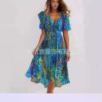 Maxi Dress New Loose Casual Shuya V Neck Floral Print Dress Floral Dress