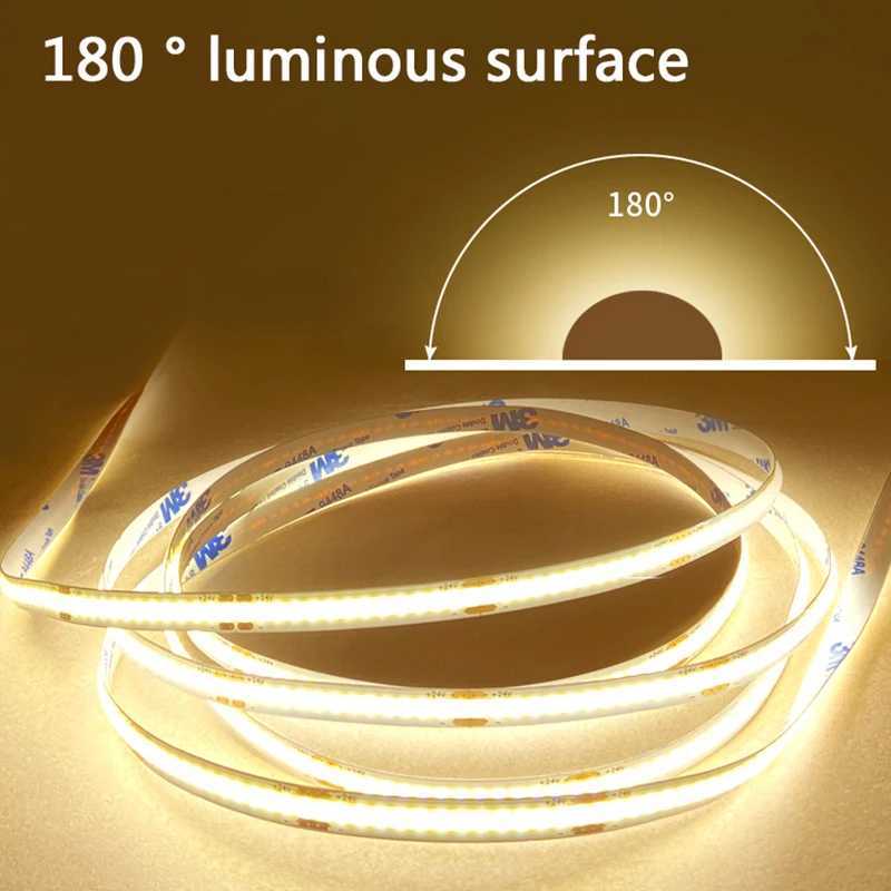 5V COB Strip Lights Switch Control USB Flexible Diode Tape Ribbon For Kitchen Garage TV Mirror PC Backlight Wall Decor Lights W250524