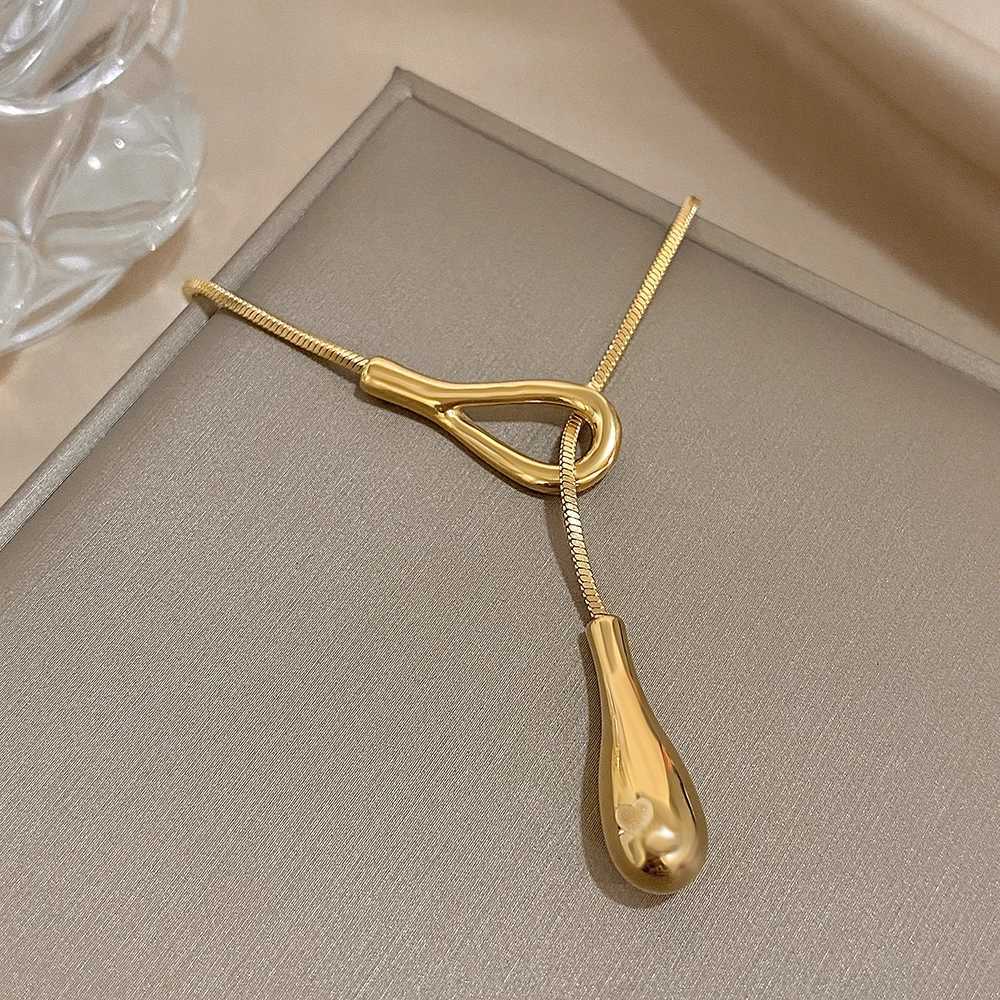 Unique Design Irregular Waterdrop Pendant Necklace for Women Fashion Gold Silver Color Stainl Steel Necklaces Jewelry Gifts XJ250524