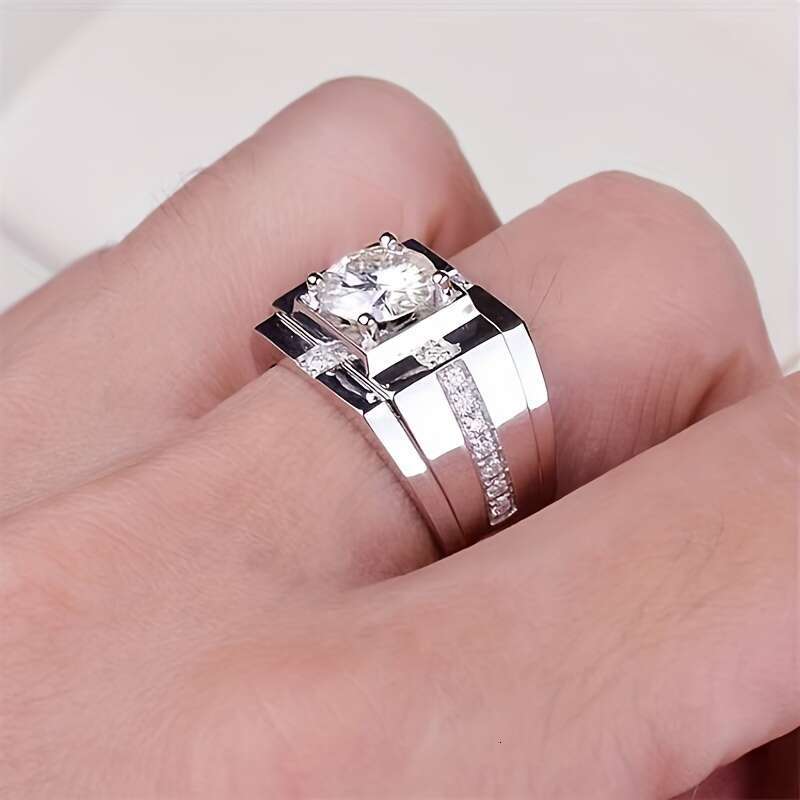 pc S pure Siery with Men s Moissanite ring suitable both men women eternal Synthetic jewelry birthday gift him Halloween and Thanksgiving gift