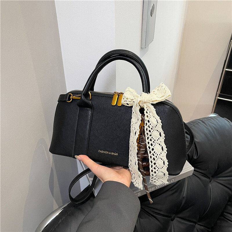 Women's Designer Handbag, Chinese-Style Mini Half-Moon Crossbody Shoulder Bag - PVC Knitted Exterior, Fur Lining, Cell Phone Pocket, Three Straps, Zip - view 7