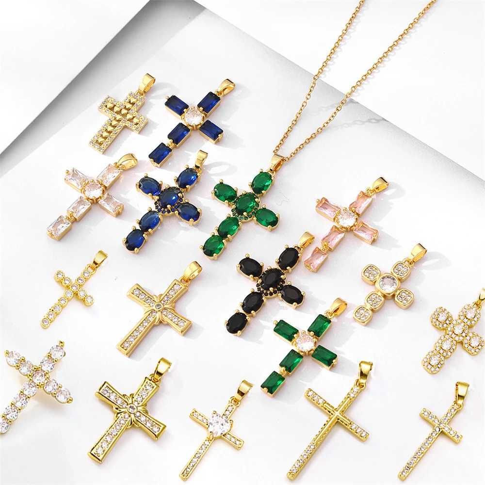 Religious Zircon Cross Rosaries Necklace Jesus Prayer Curcifix Pendant Chain Necklaces Maltese Latin Cross Choker Baptism Gift XJ250524