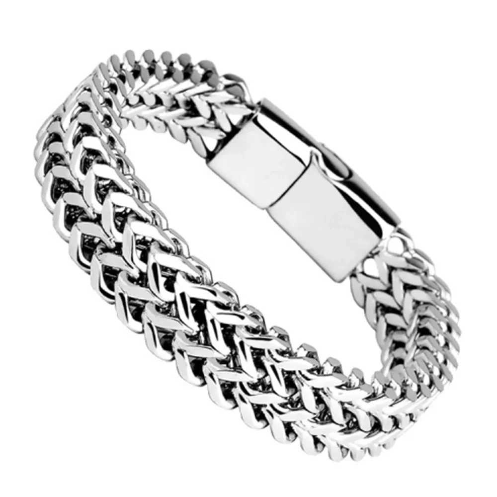 Stainless Steel Braided Double Row Front and Rear Fish Scale Alloy Magnetic Buckle Bracelet with Keel Jewelry New Model XJ250524