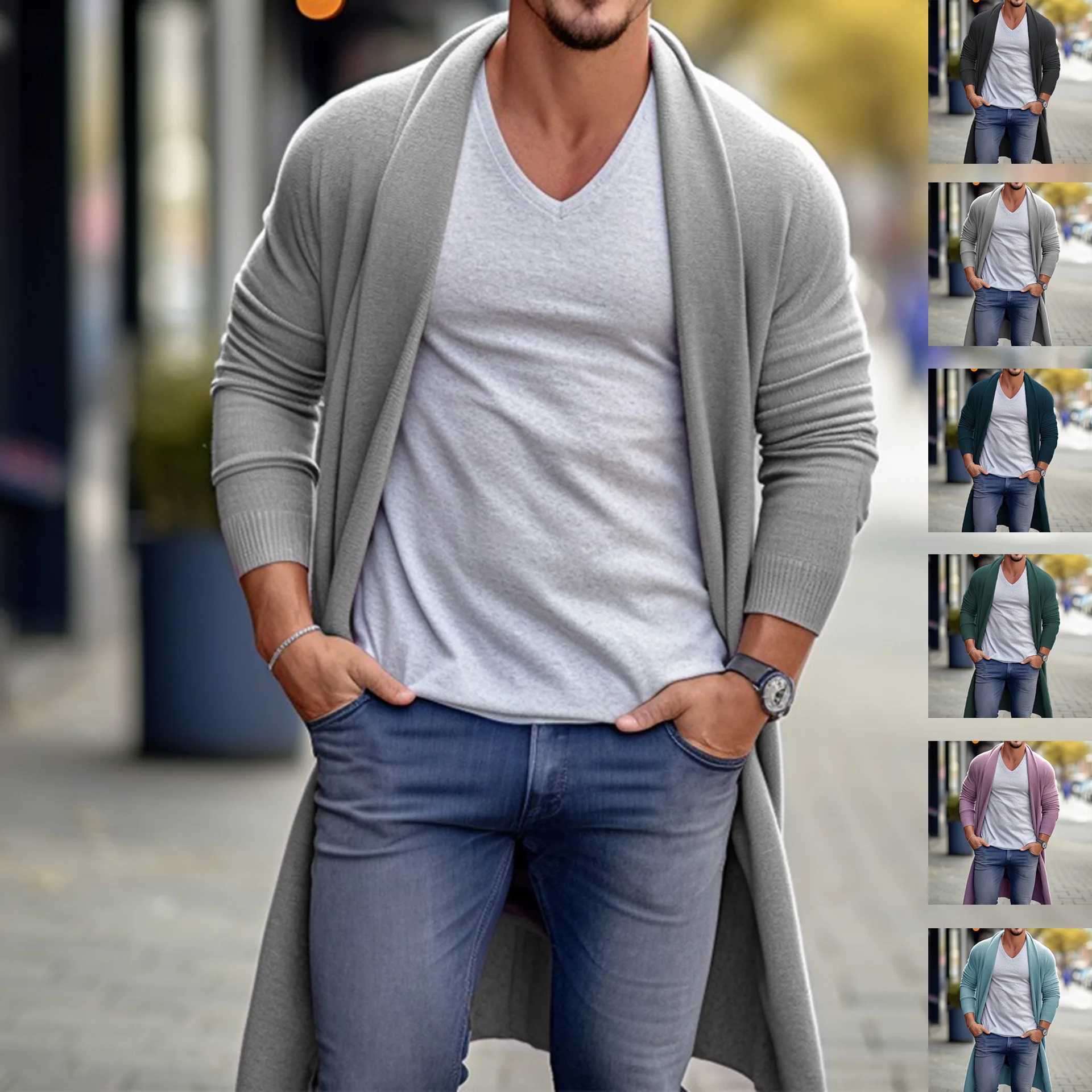 Mens Knitwear Cardigan Spring and Autumn Thin Loose Long Wool Jacket for Men W250524