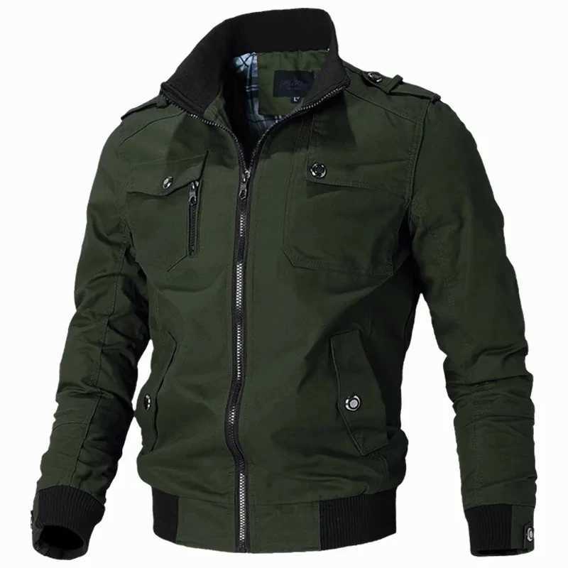 TRAF 2025 Spring/Summer Mens Fashion Casual Work Jacket Solid Color Large Outdoor Wind Jacket Full Open Zipper Mens Clothing W250524