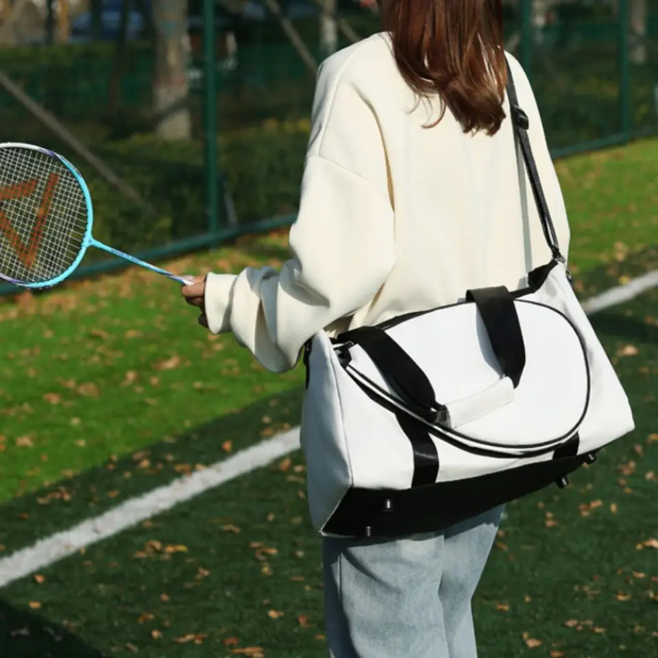 Large Capacity Tennis Racket Bag Adjustable with Handle Tennis Shoulder Bag Pure Color One Shoulder Sports Fitness Bag Travel 250522