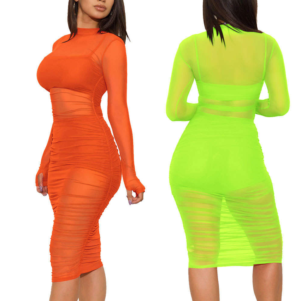 Maxi Dress Style Nightclub Women S Mesh Dress Tank Top Shorts Three Piece Set New Floral Dress