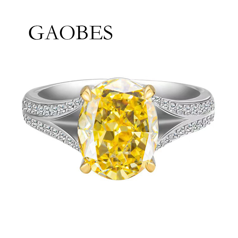 S925 Sterling Silver Ice Flower Cut Oval Shape Engagement Ring with Yellow, Pink, and Padma Red Gemstones for Weddings and Proposals