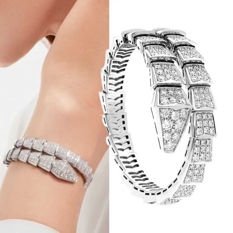 Snake shaped womens full diamond internet famous no fading fashionable personalized and trendy Z250524