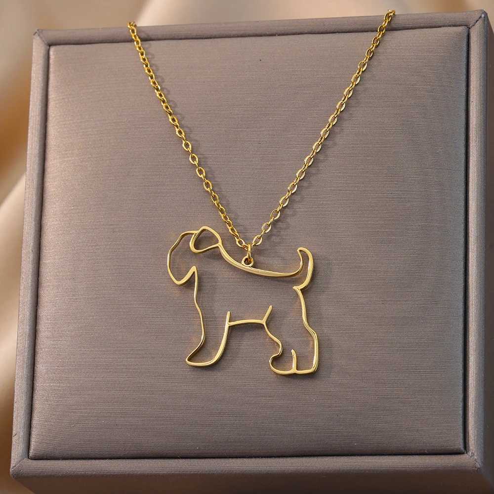 Stainl Steel Dog Necklaces For Women Men Gold Color Pet Animal Pendant Necklace Jewelry Male Female Fashion Neck Chain Gift XJ250524