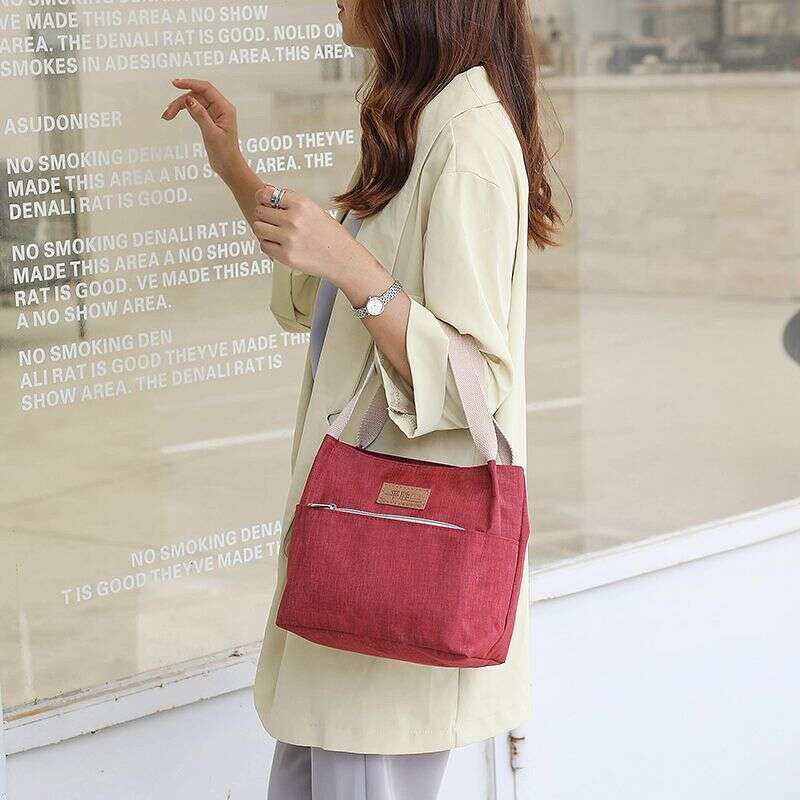 lunch bag women's hand-held canvas environmentally friendly solid color lunch box bento makeup mommy bag work shopping cloth bag