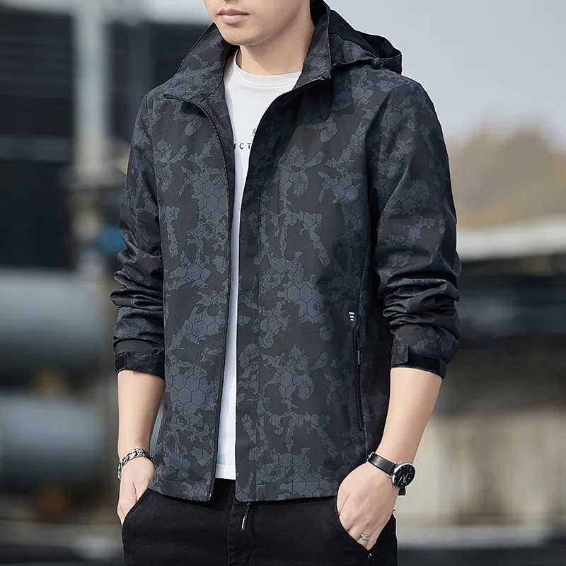 Hooded jacket for men Spring 2025 new casual windproof and down jacket for men middle-aged and young mens coat W250524