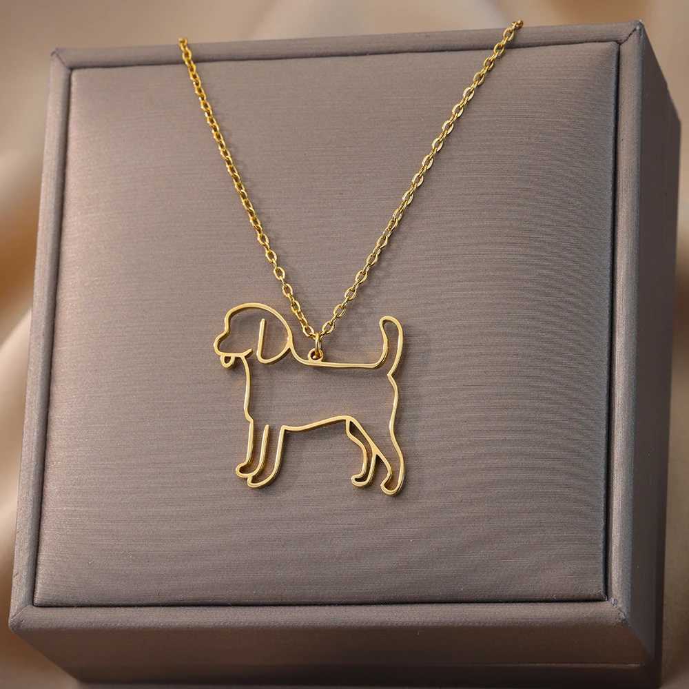 Stainl Steel Dog Necklaces For Women Men Gold Color Pet Animal Pendant Necklace Jewelry Male Female Fashion Neck Chain Gift XJ250524