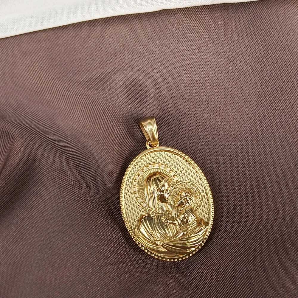 Stainless Steel Virgin Mary Pendant Necklace For Women Men Gold/Silver Color Metal Virgin Mary Medal Necklaces XJ250524