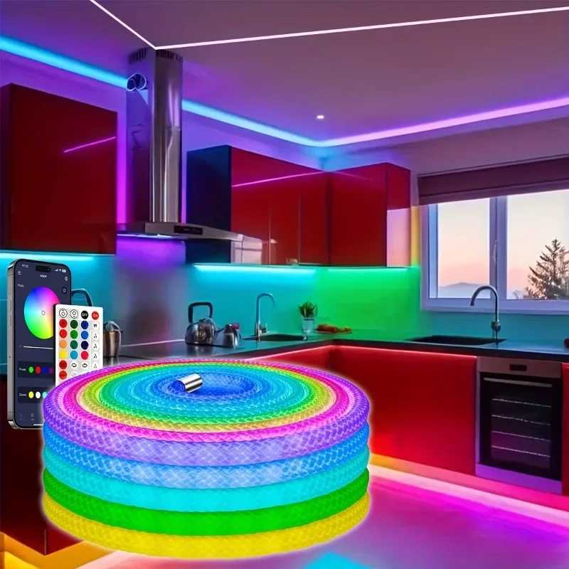 MIMIRGB 5V LED Strip Lights Bluetooth RGBIC Neon Strip Remote Control With Music Sync DIY Bedroom Home Changing Ambient Light W250524