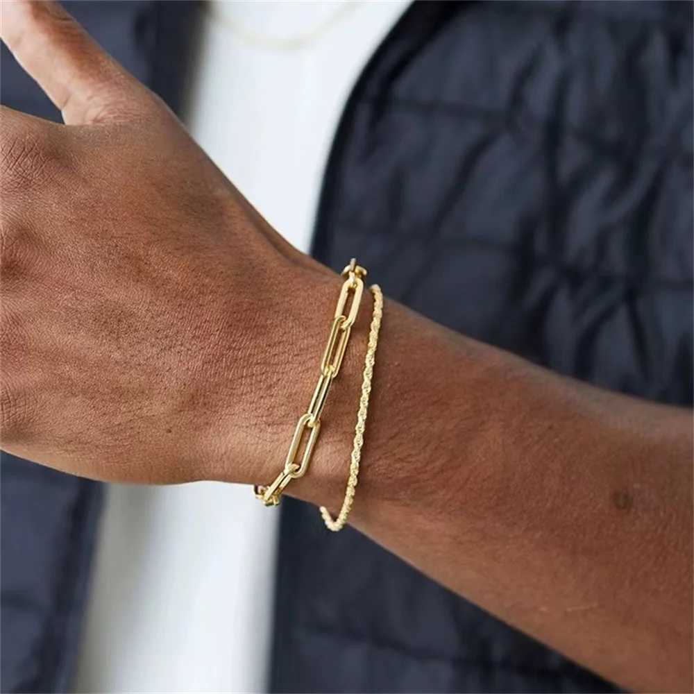 Multilayer Titanium Steel Chain Bracelet Men Gold Color Twist Chain Stainless Steel Bracelet Party Jewelry Bracelet For Women XJ250524