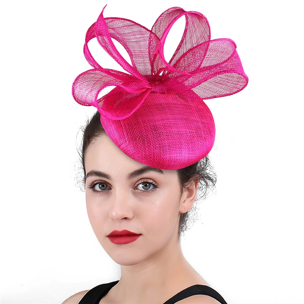 High quality Sinamay Women Wedding Fascinator Hats Nice Feather With Bow Ladies Hair Accessory Headwear Party Floral Headpiece 250519