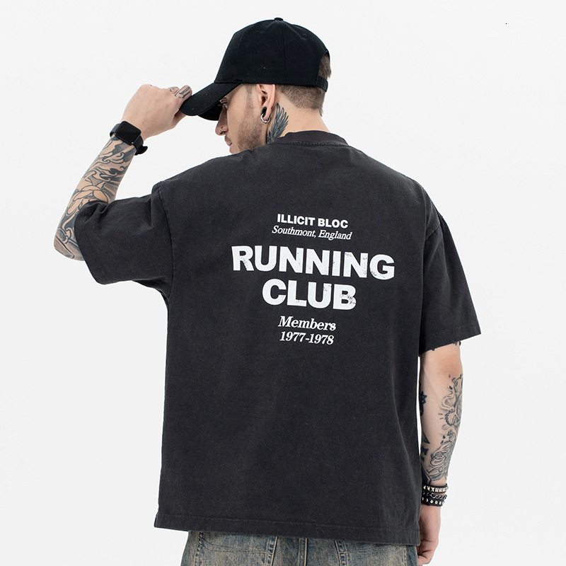 SUP Mens Wear | 2024 Spring/Summer New Product Trendy Brand Basic Back Coordinate Printing Short sleeved T-shirt High Street Loose for Men and Women